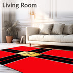 Bold Red Black Gold Plaid Rug