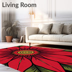 Radiant Red Flower Mandala Pattern Rug