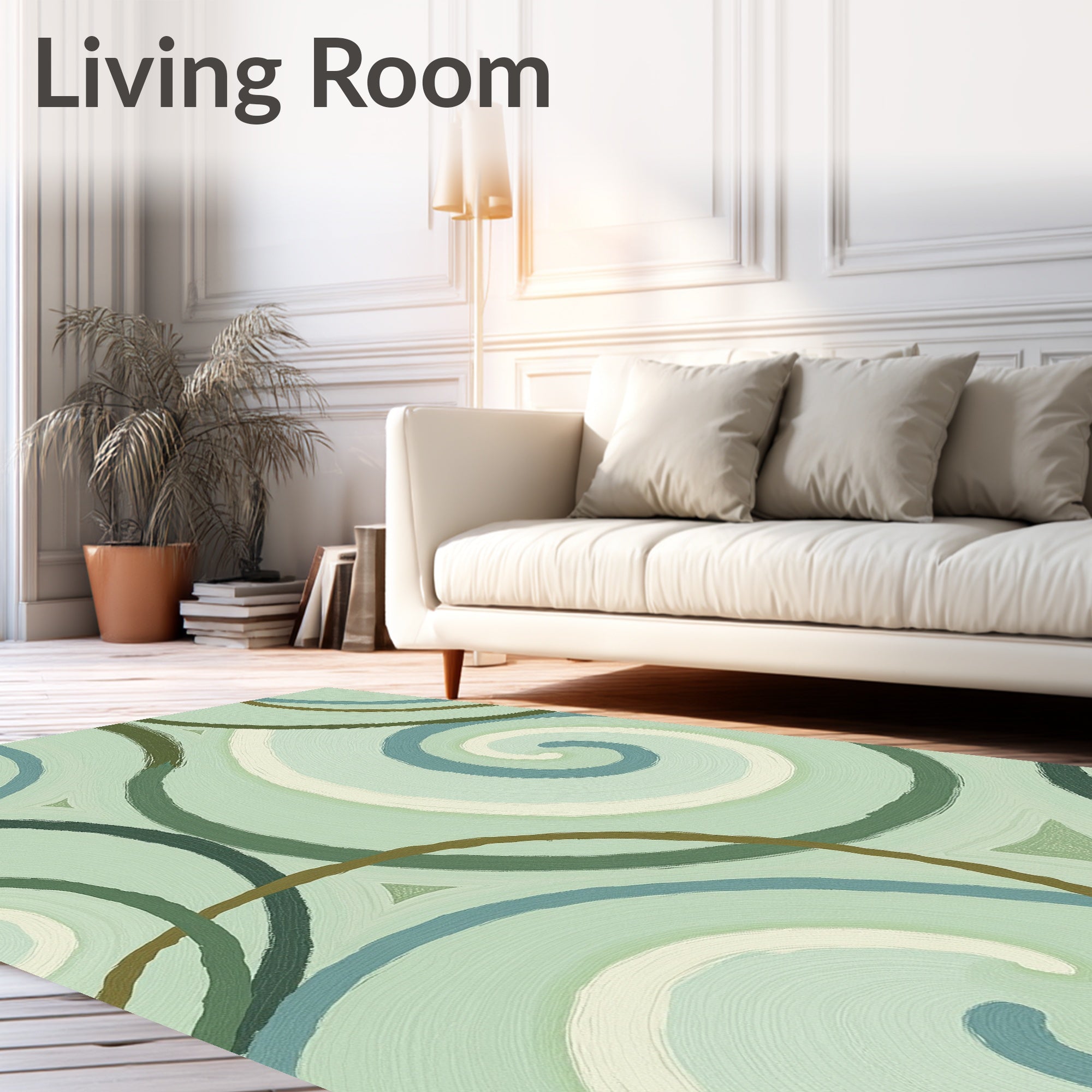 Abstract Swirls On Aqua Ground Rug