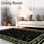 Elegant Black Yellow Vine Pattern Rug