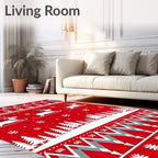 Festive Reindeer Snowflakes Knit Pattern Rug