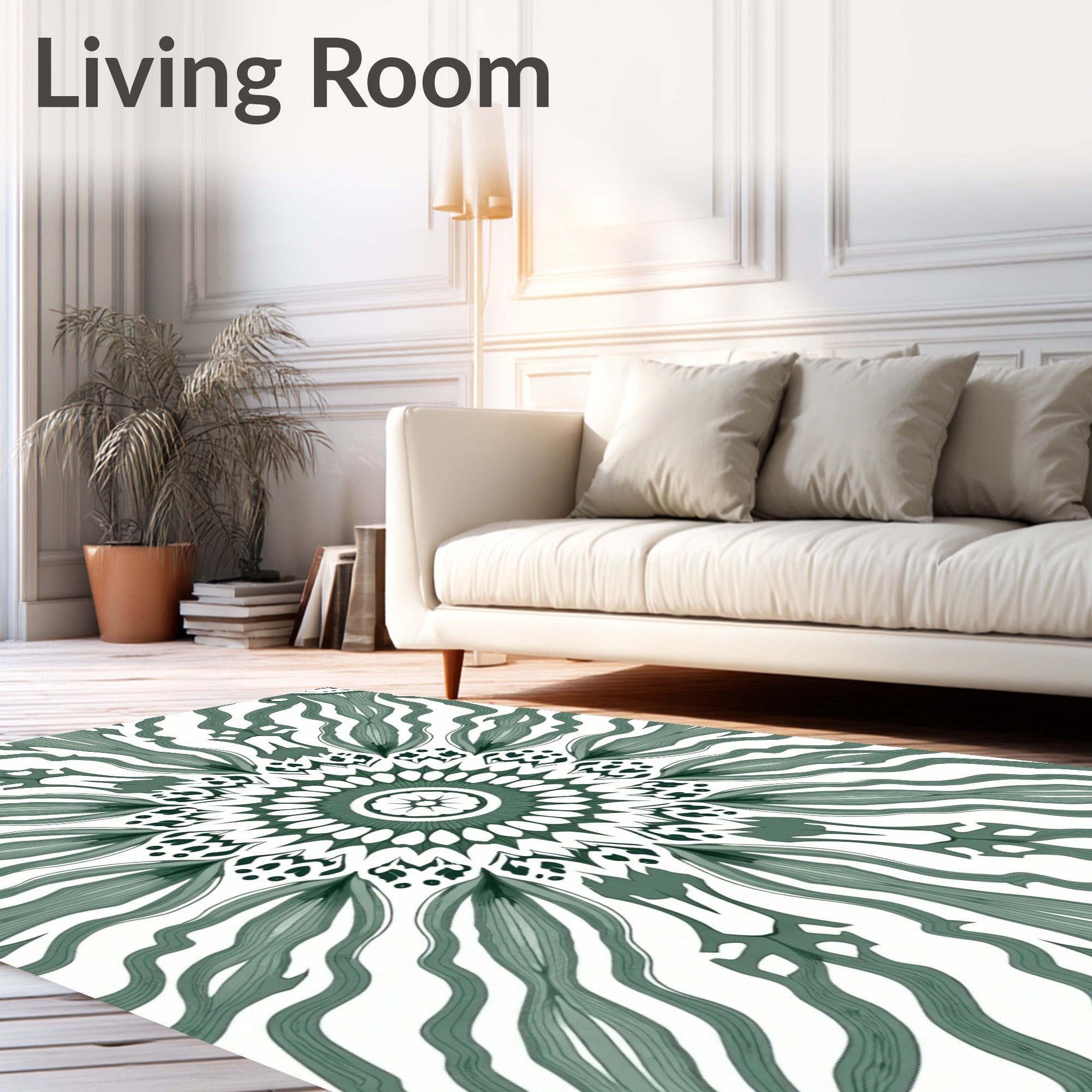 Green Abstract Mandala Pattern Rug