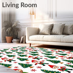 Festive Gnomes And Evergreen Trees Rug