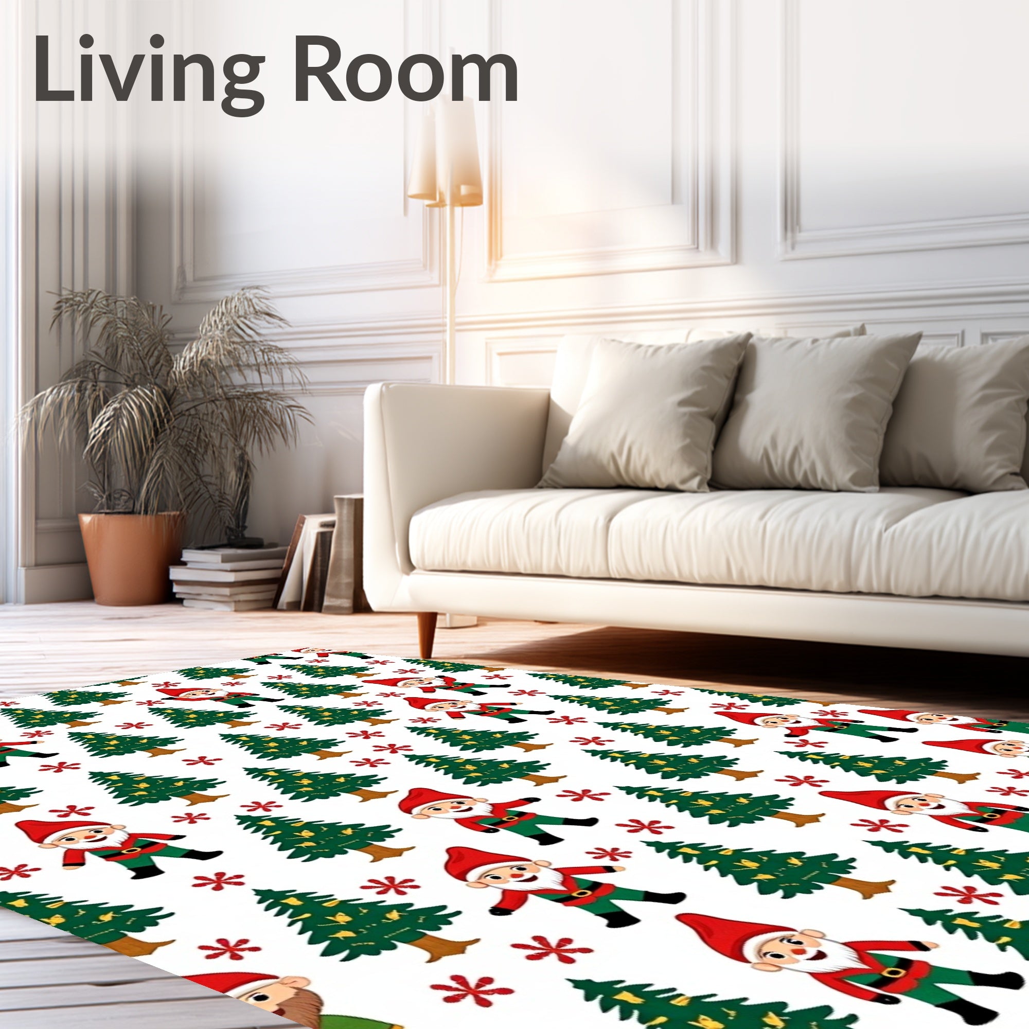 Festive Gnomes And Evergreen Trees Rug