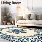 Classic Floral Medallion Border Design Rug