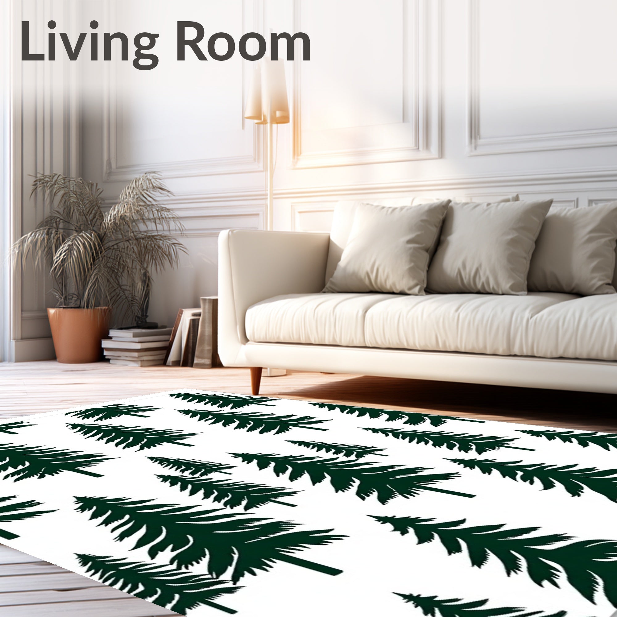 Dark Green Forest Christmas Tree Repeat Rug