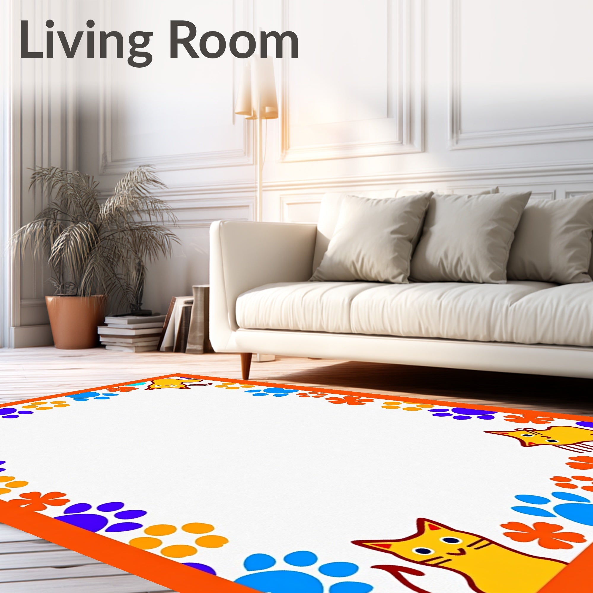 Fun Cat Paw Print Design Rug