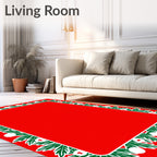 Festive Holly Berries Pine Border Rug