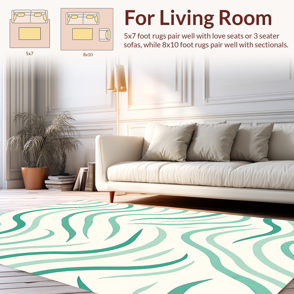 Teal Wavy Abstract Pattern Rug