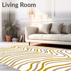 Warm Toned Wavy Stripe Pattern Rug