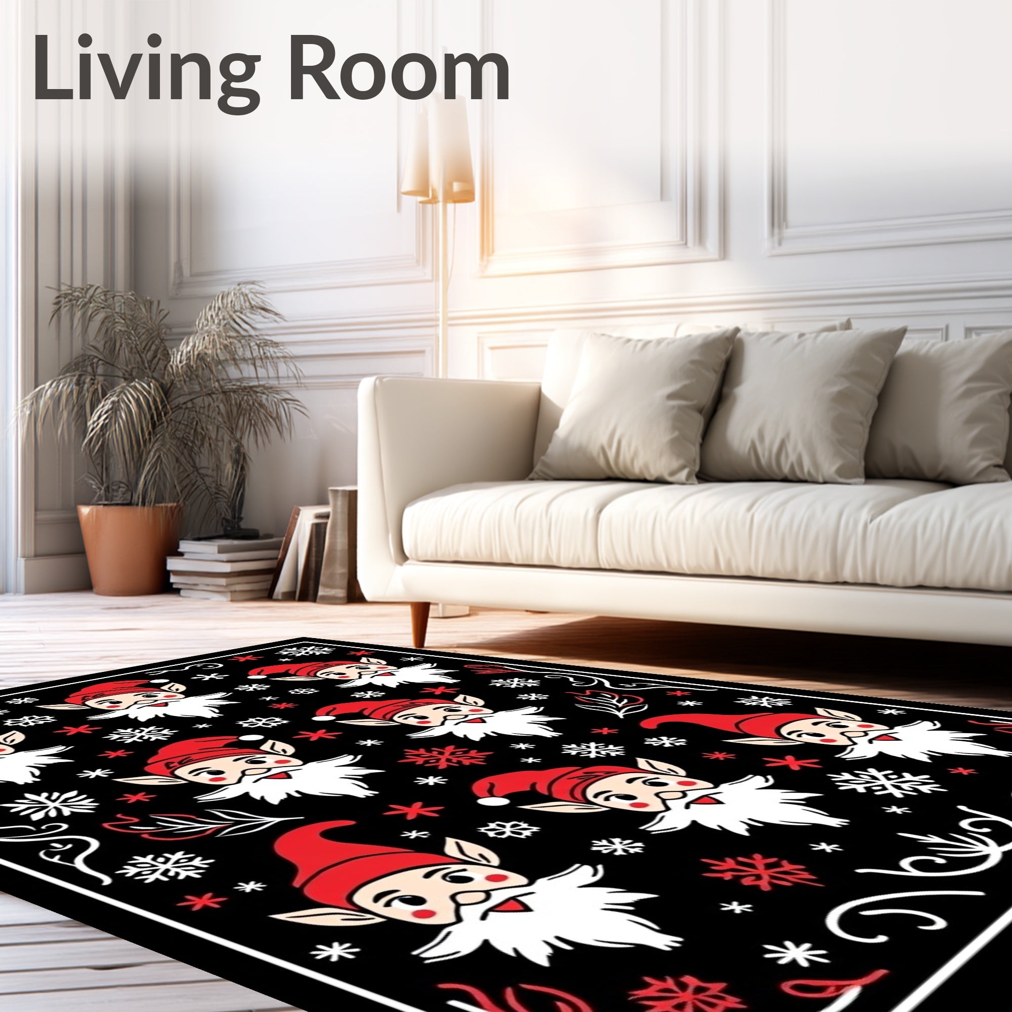 Charming Red Elf Snowflake Cluster Rug