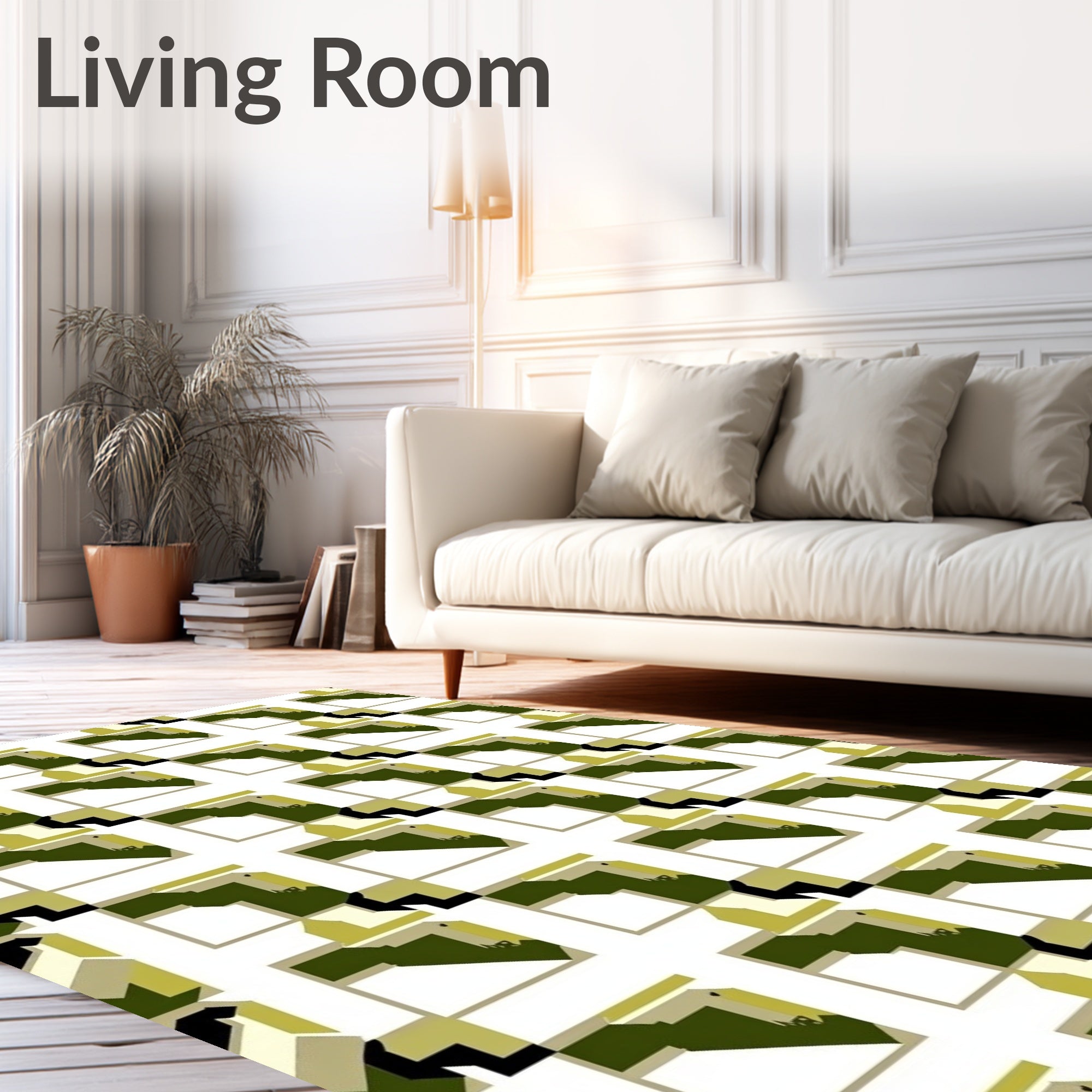 Geometric Angles With Olive Accents Rug
