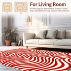 Striped Wavy Red Design Rug