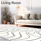Minimalist Flowing Black Line Art Rug