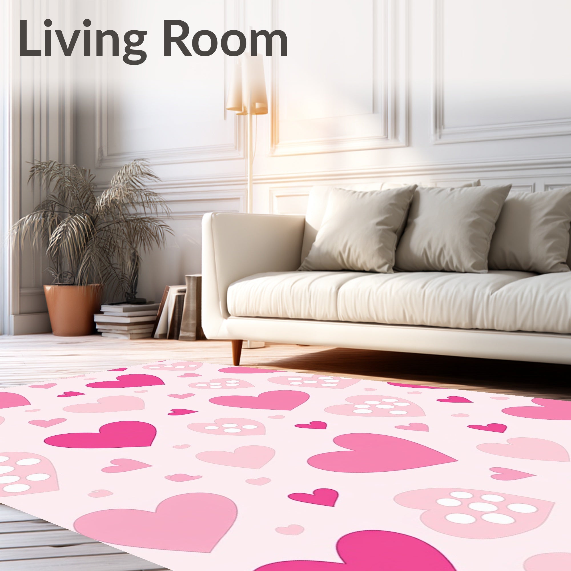 Pink Hearts Pattern Design Rug