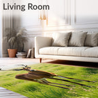 Majestic Antlered Deer In Lush Meadow Rug