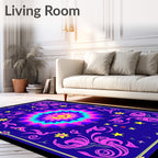Vibrant Floral Mandala Star Pattern Rug