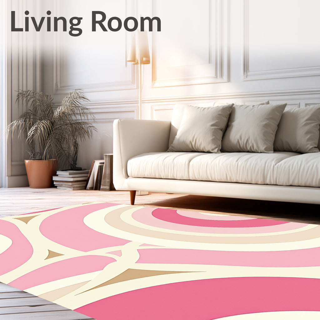 Retro Pink Roundels Abstract Design Rug