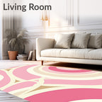 Retro Pink Roundels Abstract Design Rug