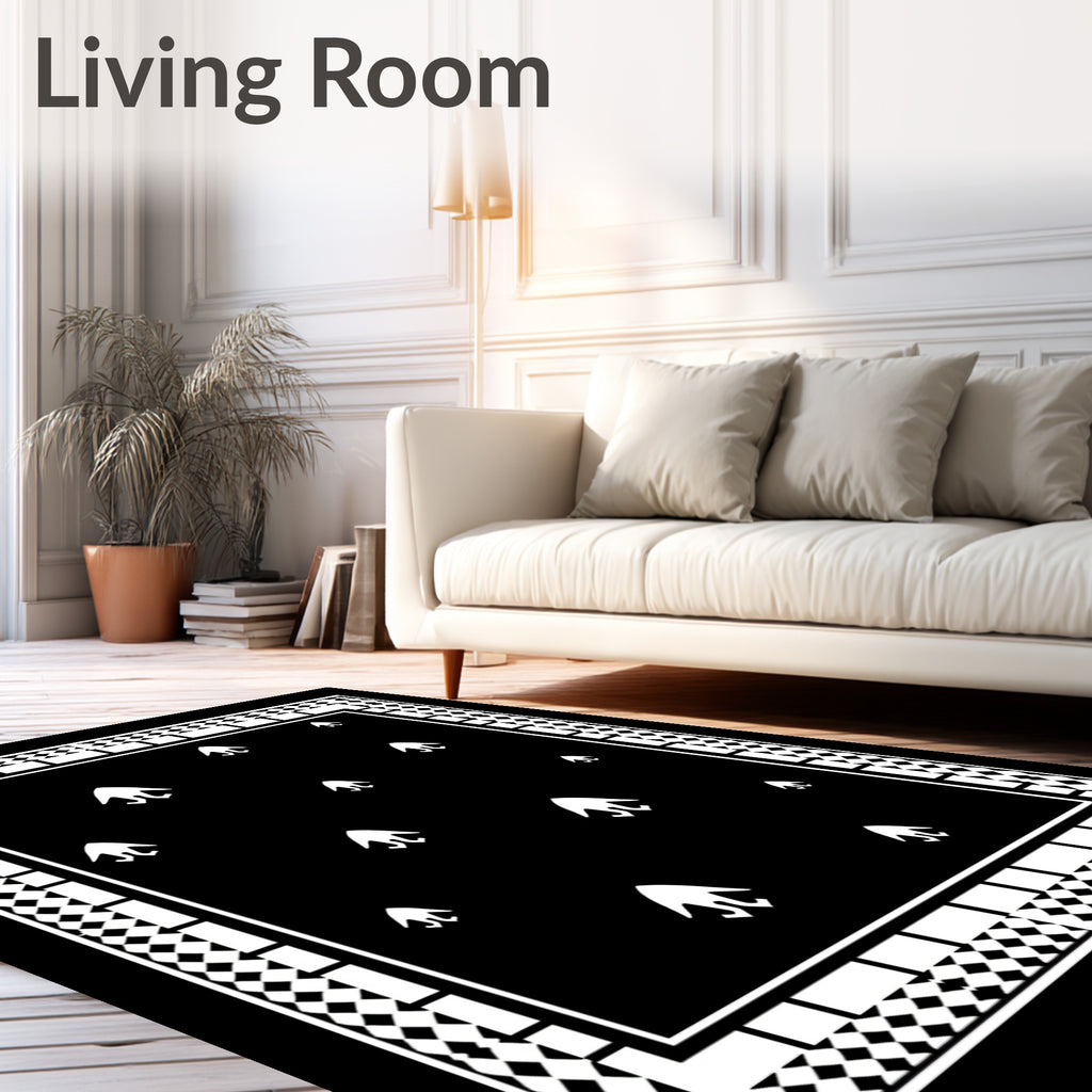 Abstract Figures Black White Geometric Rug