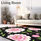 Pink Peony Floral Pattern Rug
