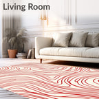 Red Swirls Organic Abstract Pattern Rug