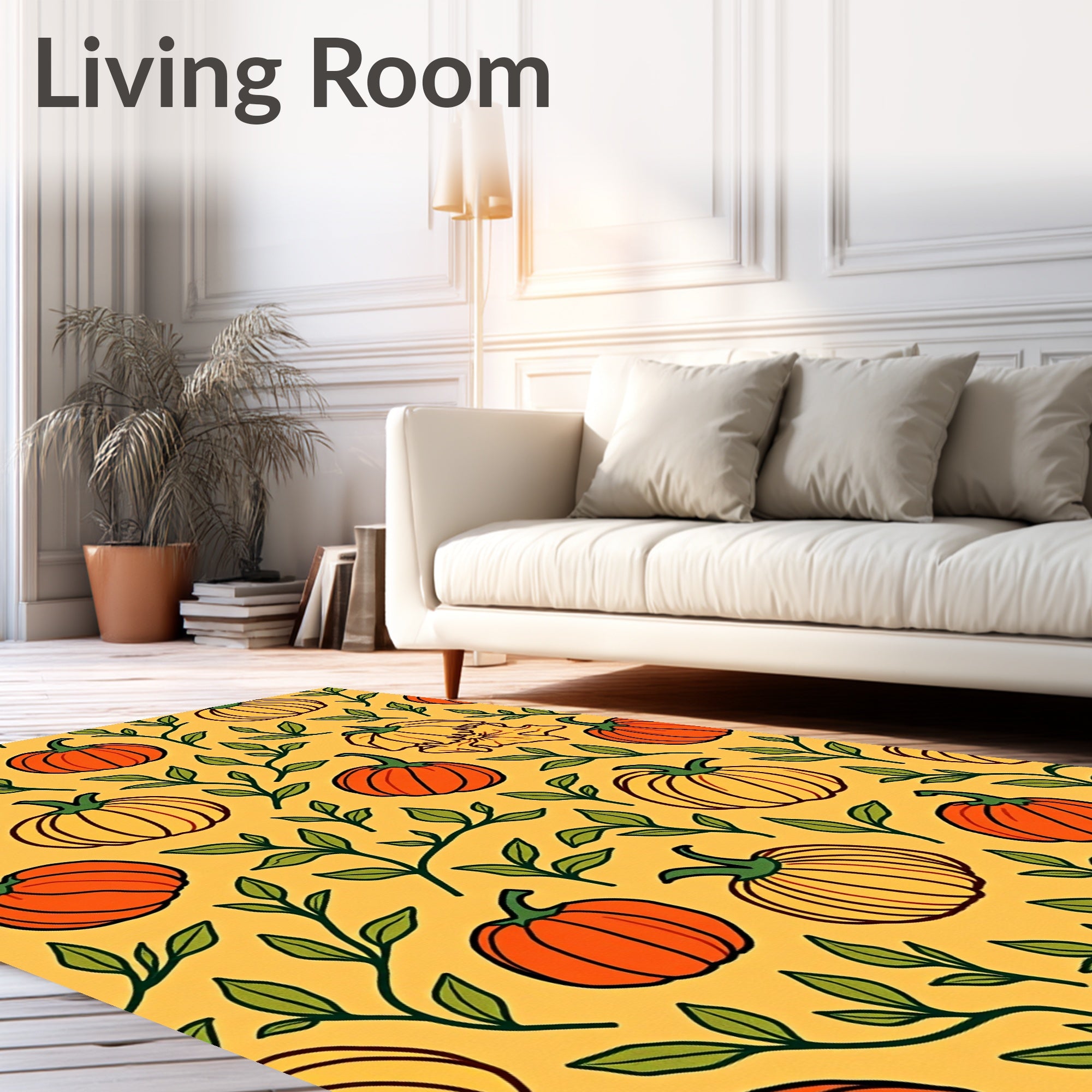 Autumn Pumpkin Vine Pattern Rug