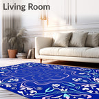 Elegant Blue Floral Symmetry Rug
