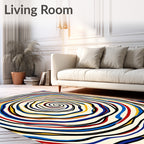 Retro Swirl Primary Colors Pattern Rug