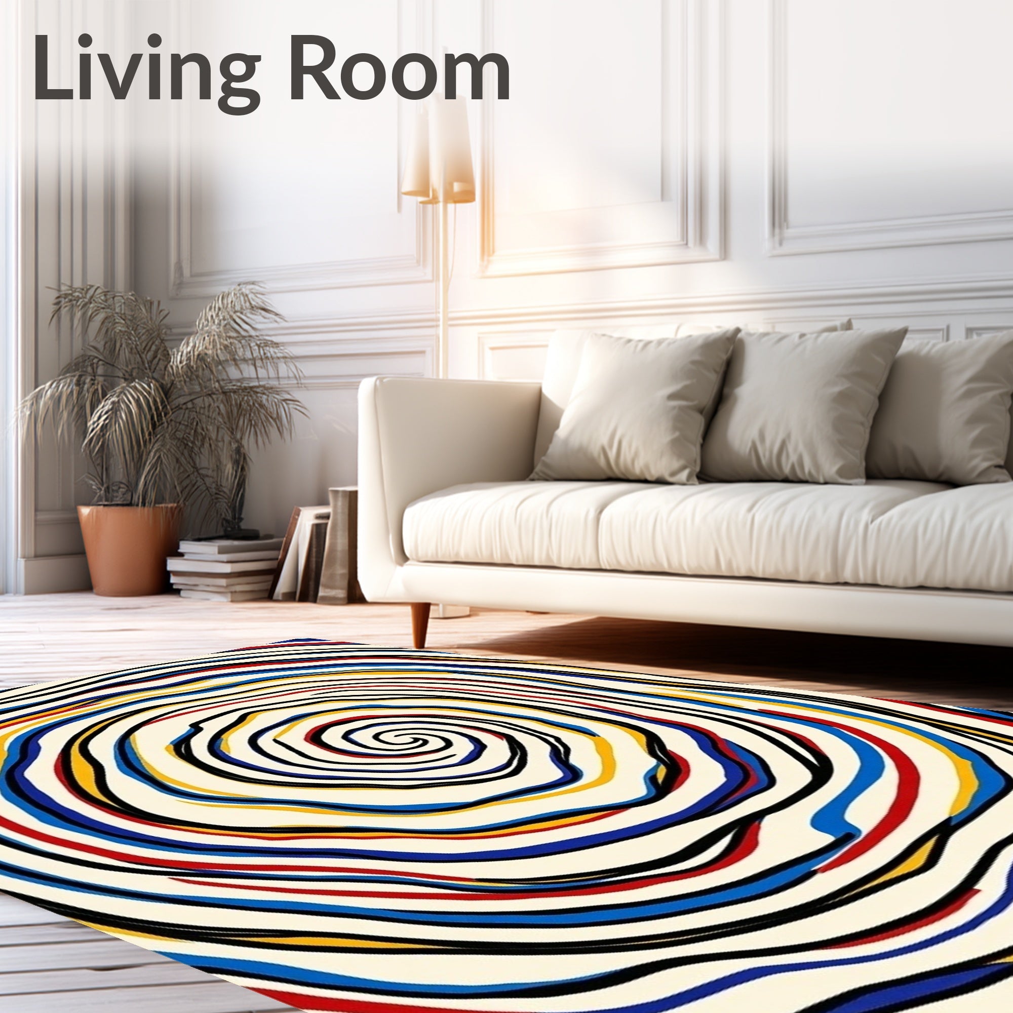 Retro Swirl Primary Colors Pattern Rug