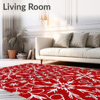 Red White Classic Floral Snowflake Design Rug