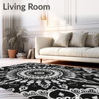 Ethereal Black White Mandala Design Rug