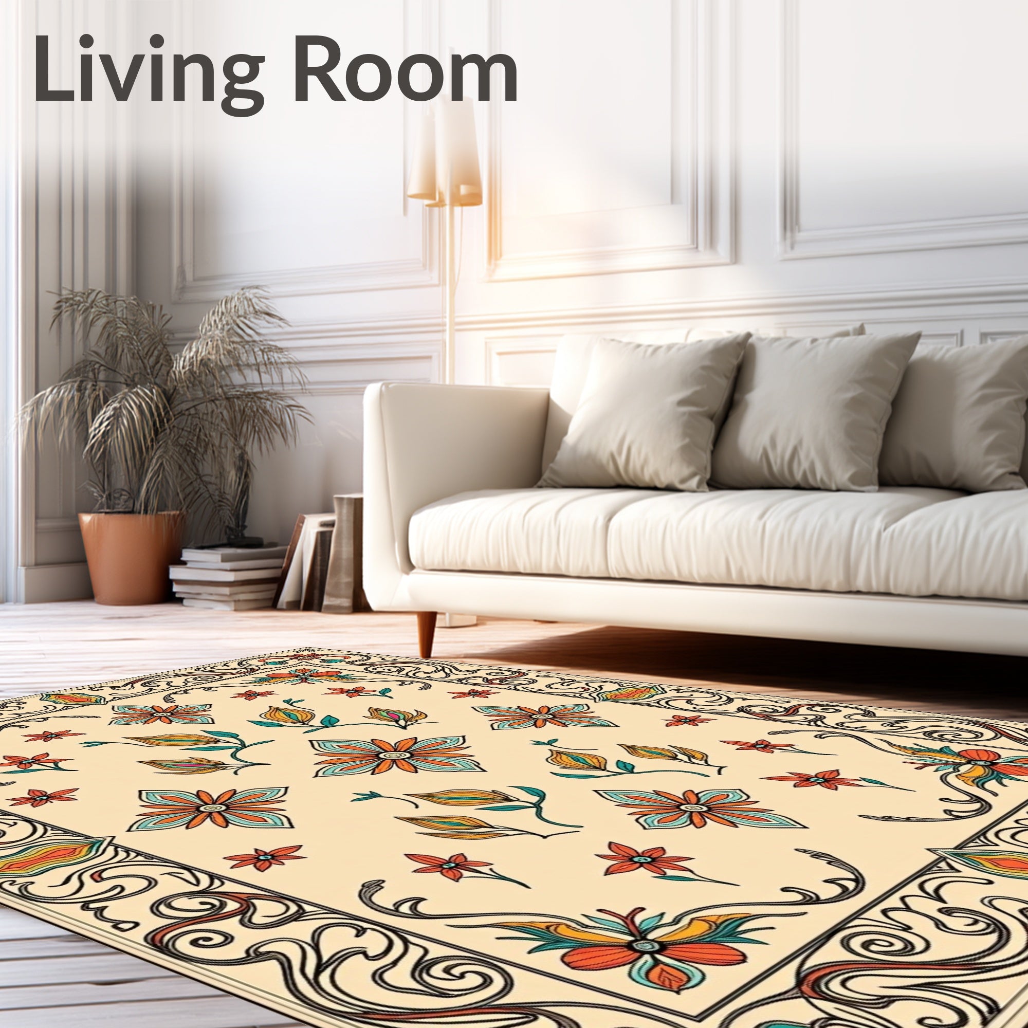 Art Nouveau Floral Symmetry Pattern Rug