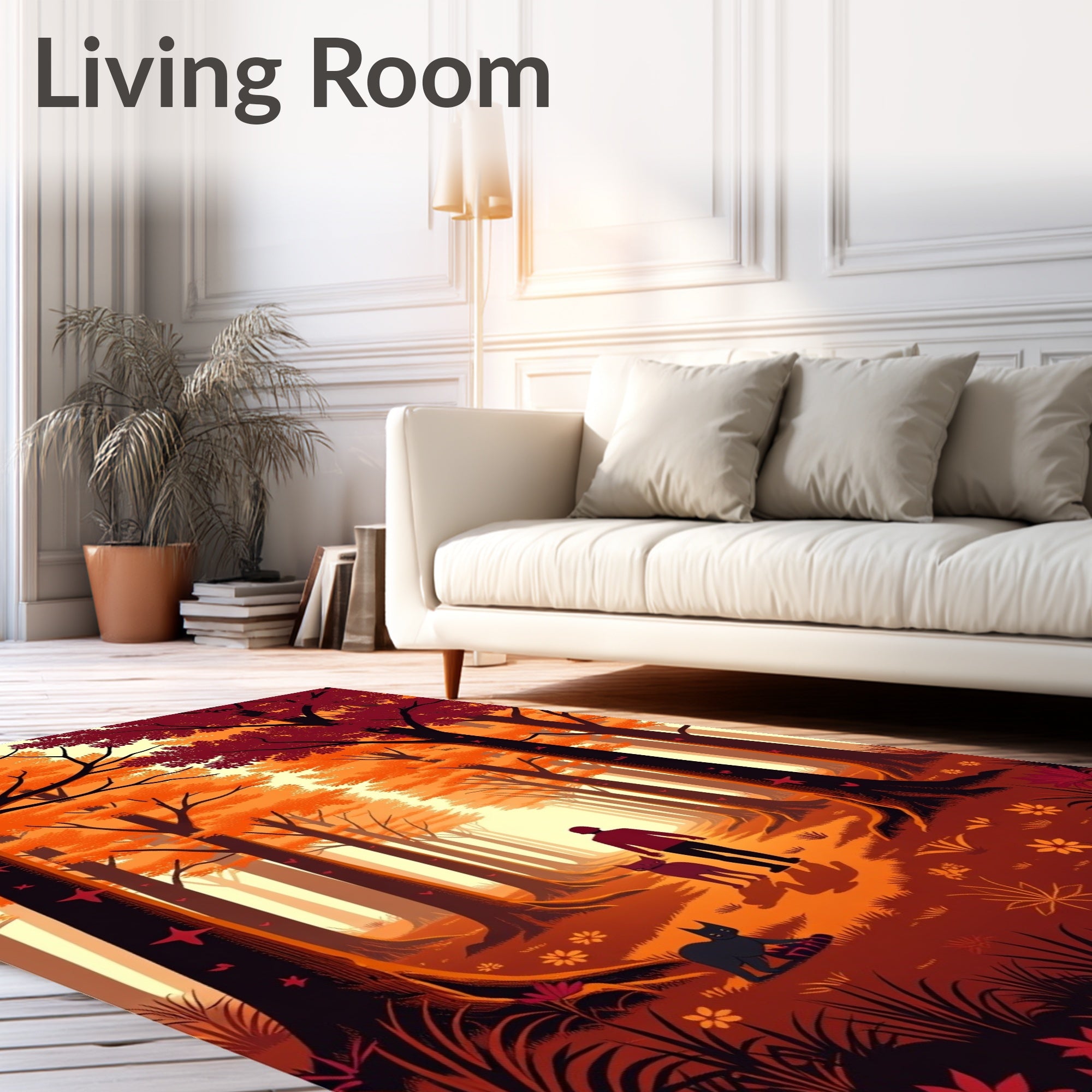 Autumn Forest Path Silhouette Rug