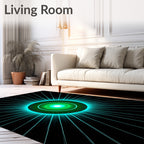 Radiant Green Blue Sunburst Design Rug