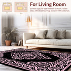 Ornate Pink Floral Mandala Border Rug