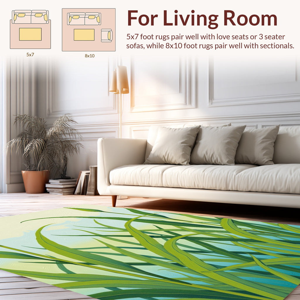 Lush Green Grass Blades Pattern Rug