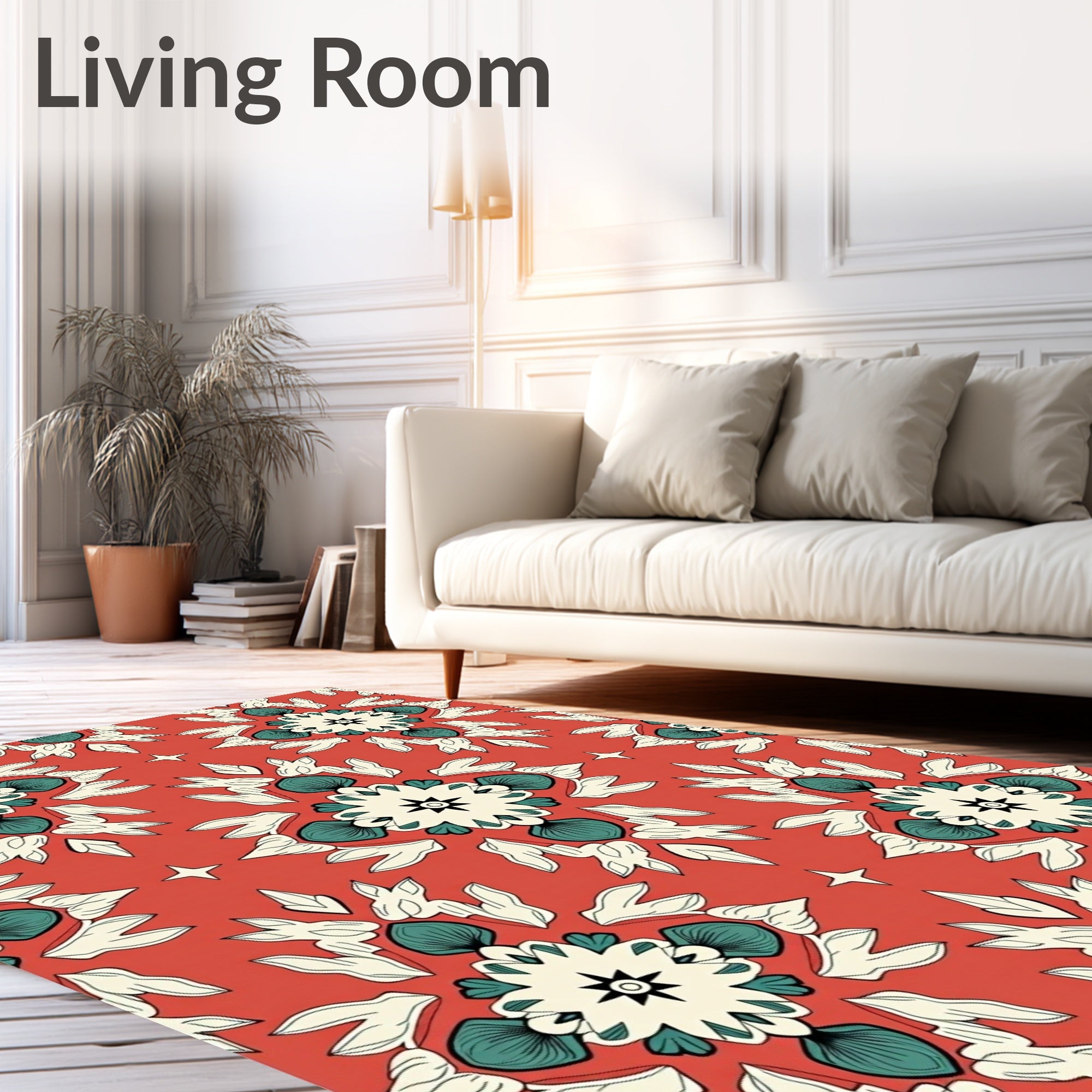 Coral Floral Starburst Pattern Rug