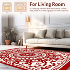 Intricate Red Floral Mandala Pattern Rug