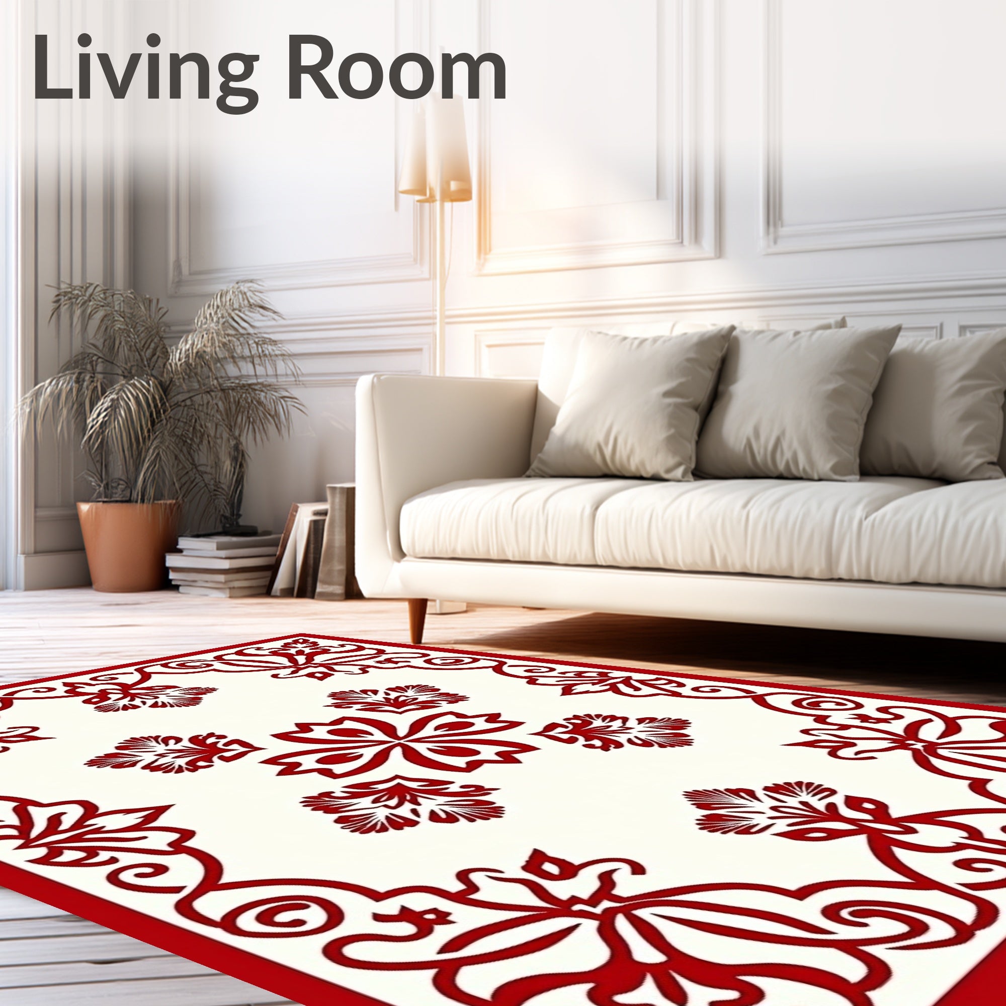Grand Red Floral Medallion Design Rug