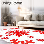 Red Snowflake Festive Pattern Rug