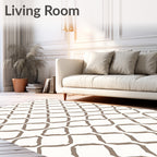 Contemporary Taupe Diamond Waves Pattern Rug
