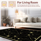 Golden Starburst Pattern Black Rug