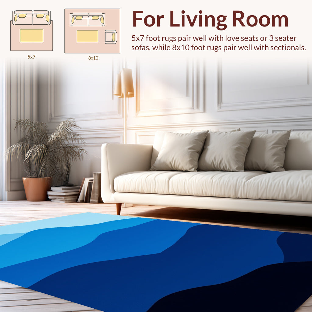 Abstract Blue Mountain Landscape Rug