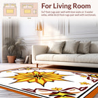 Bold Yellow Floral Starburst Pattern Rug