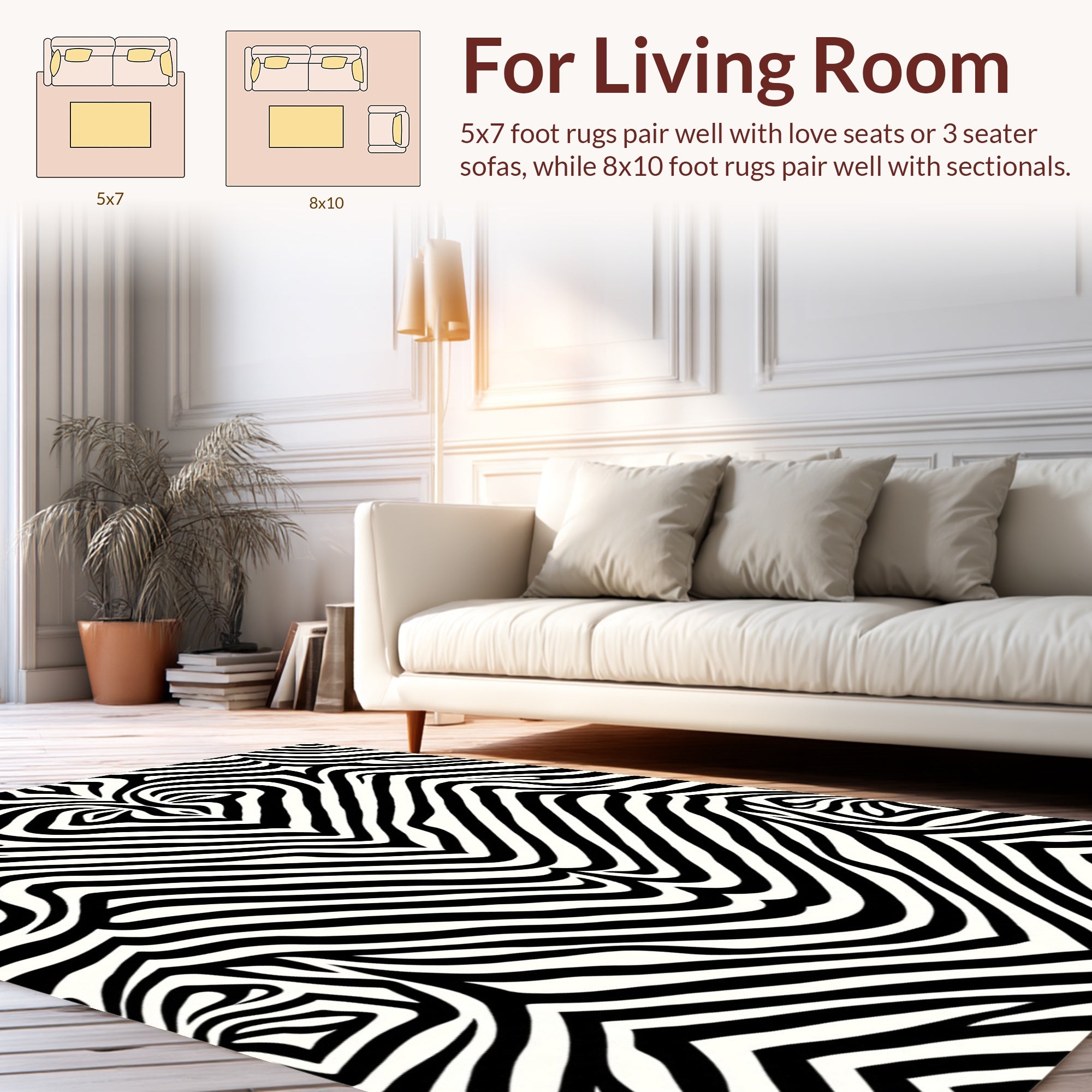 Bold Black White Zebra Stripe Pattern Rug