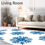 Vibrant Blue Snowflake Mandala Rug