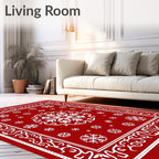 Red White Snowflake Decorative Pattern Rug