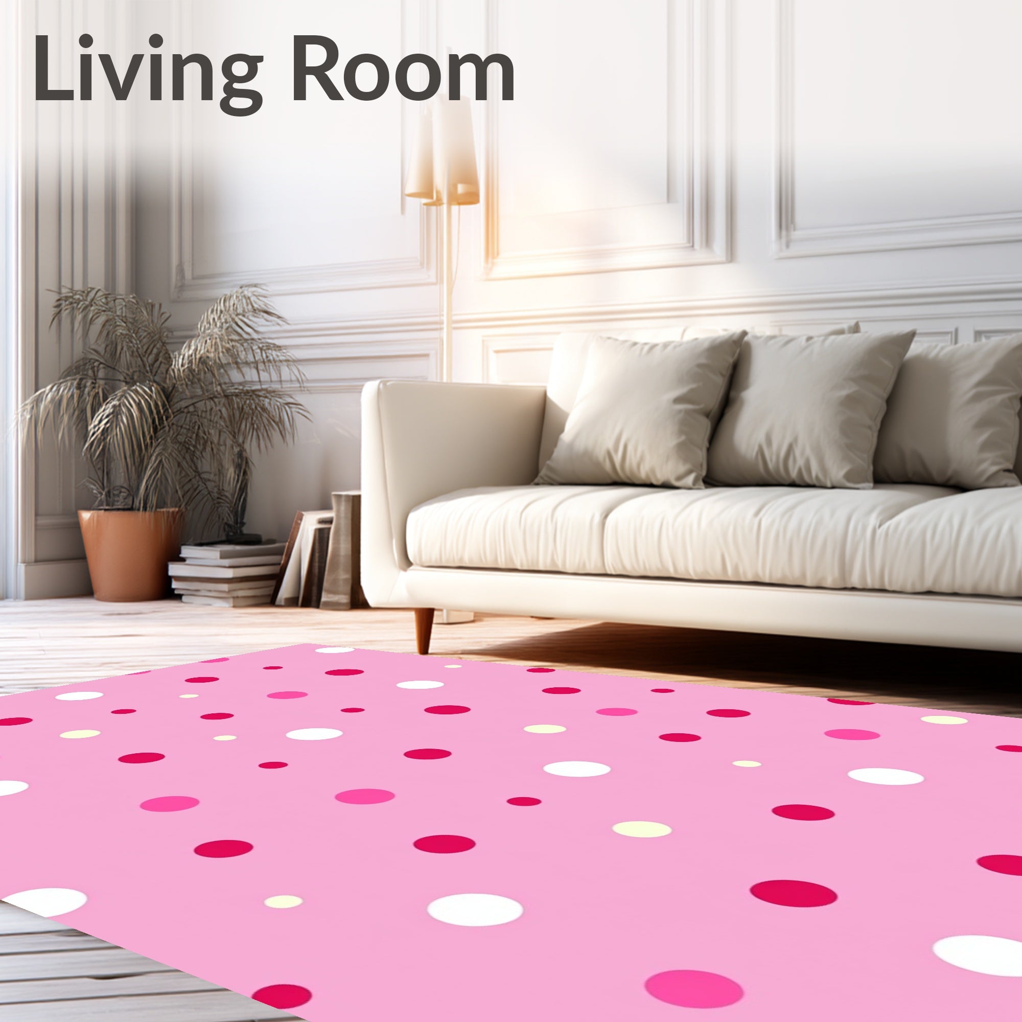 Pink Polka Dot Pattern Design Rug