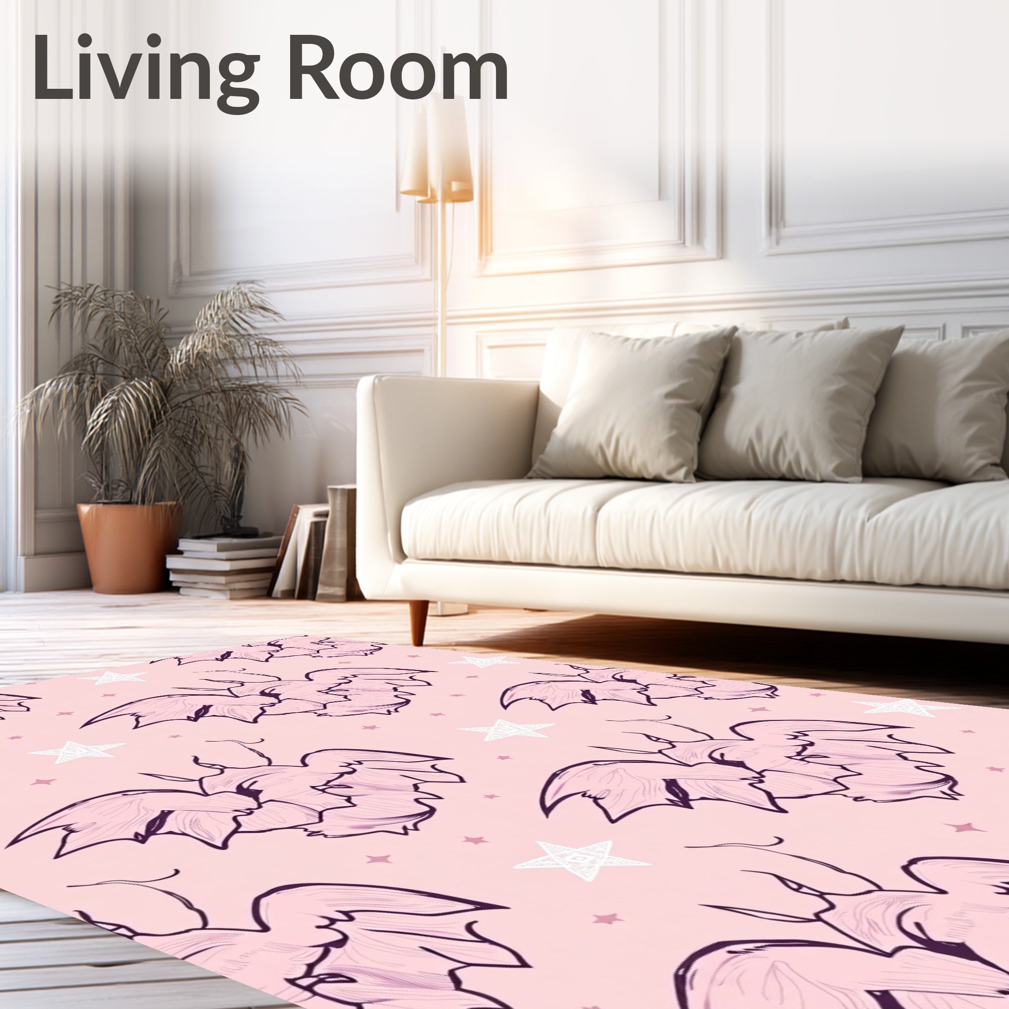 Whimsical Bat Star Pattern Rug